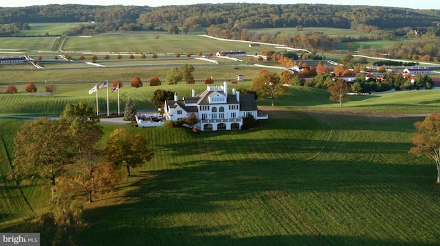 drone / aerial view with a rural view