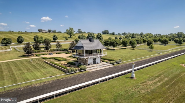 aerial view with a rural view