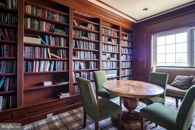 interior space with ornamental molding