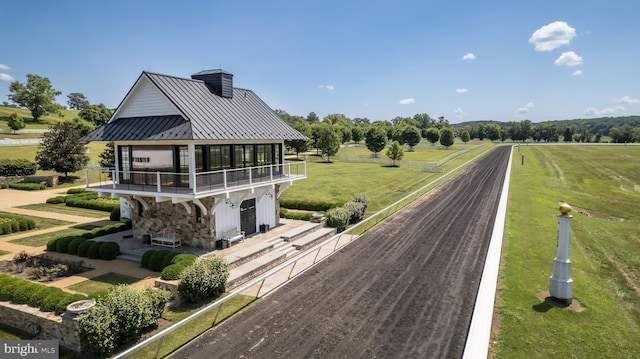 drone / aerial view with a rural view