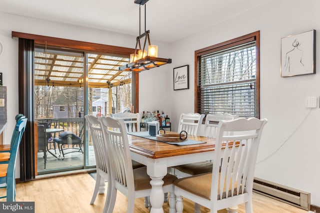 dining area with wood finished floors