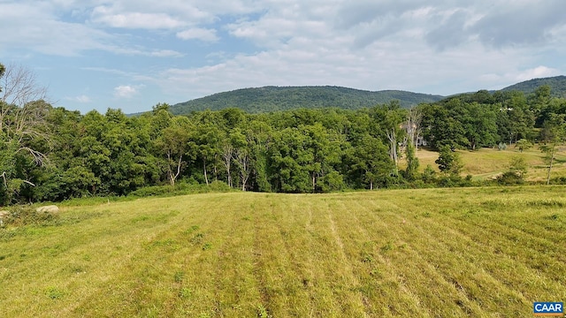 property view of mountains featuring a view of trees