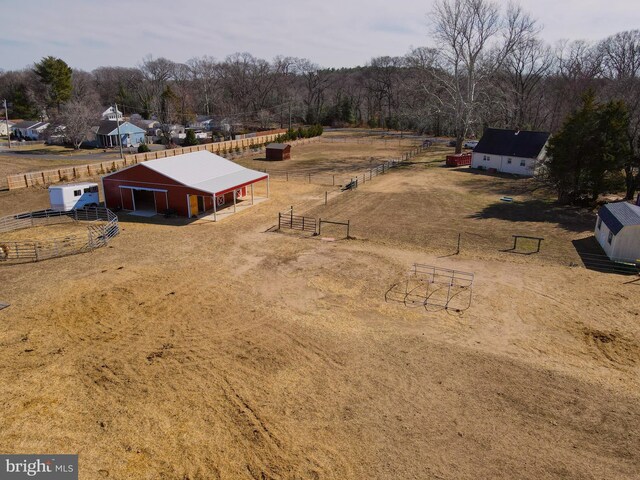 aerial view featuring a rural view