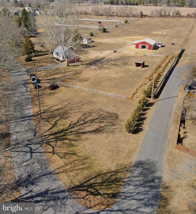 bird's eye view with a rural view