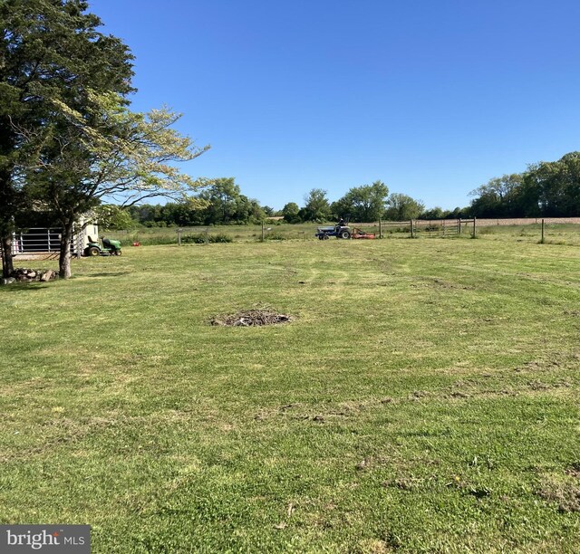 view of yard with a rural view