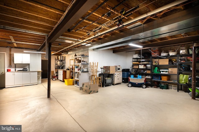 view of unfinished basement