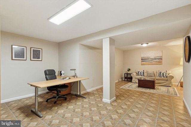 office area with baseboards