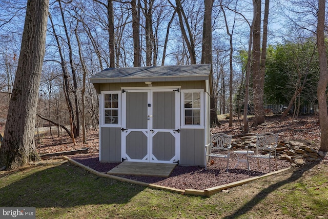 view of shed