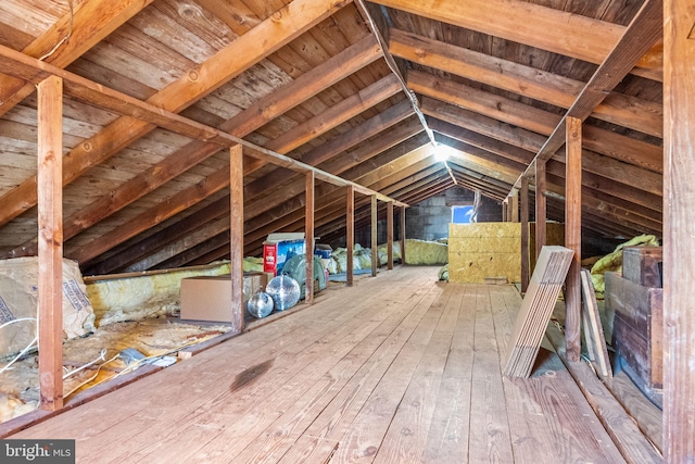 view of unfinished attic