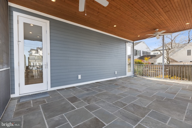 view of patio with a ceiling fan