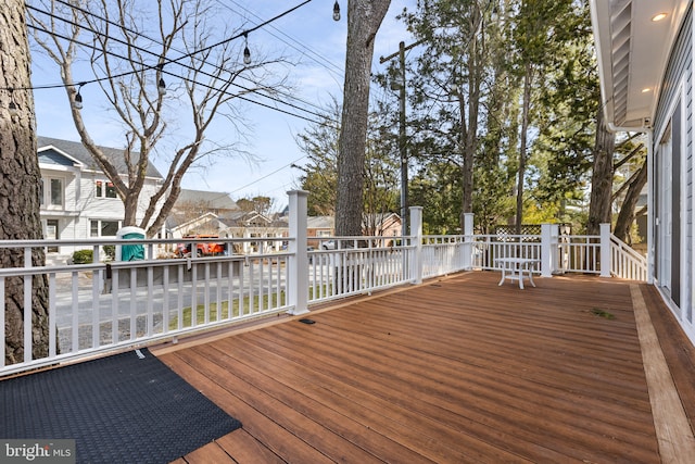 deck with a residential view