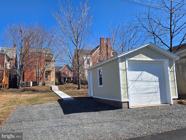 view of detached garage