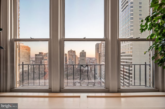 doorway with a city view