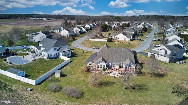 bird's eye view with a residential view