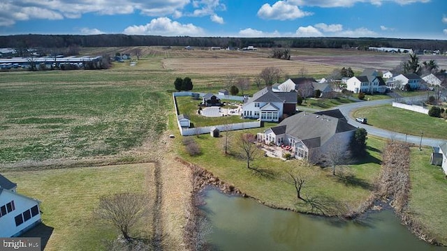 birds eye view of property featuring a rural view