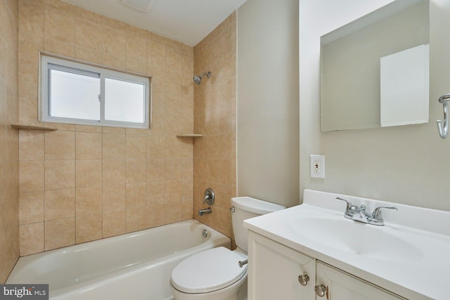 full bath with vanity,  shower combination, and toilet