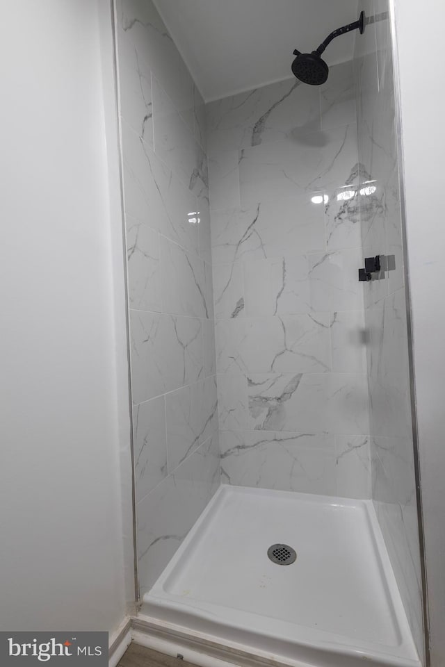 bathroom featuring a shower stall