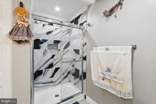 bathroom featuring a stall shower