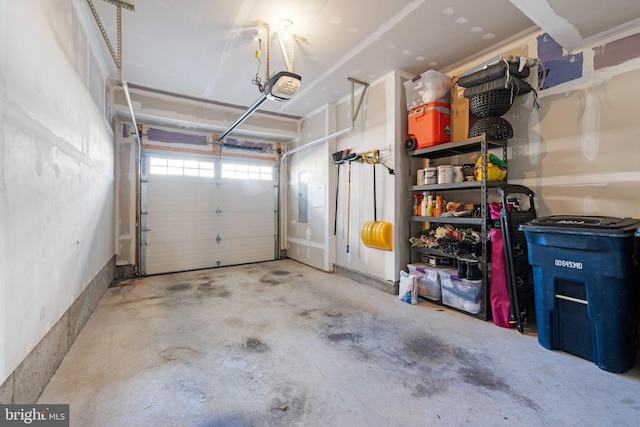 garage with a garage door opener