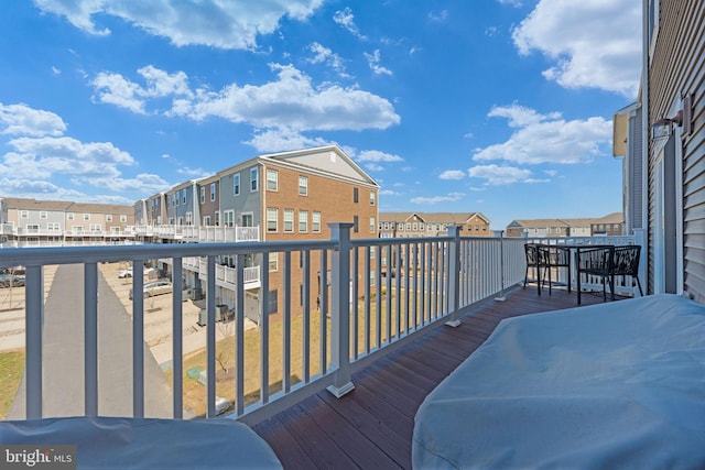 deck with a residential view