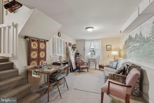 home office featuring baseboards and carpet flooring