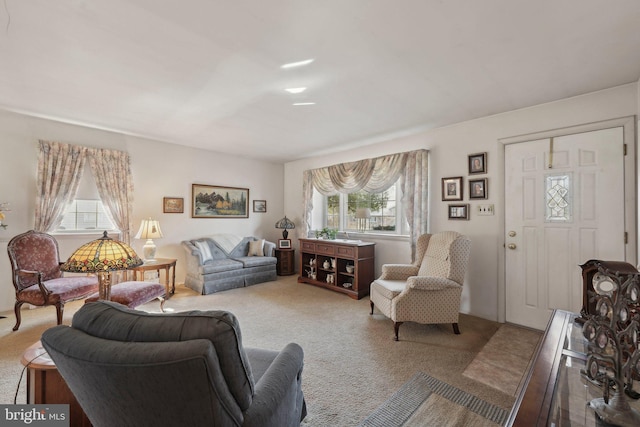 view of carpeted living area