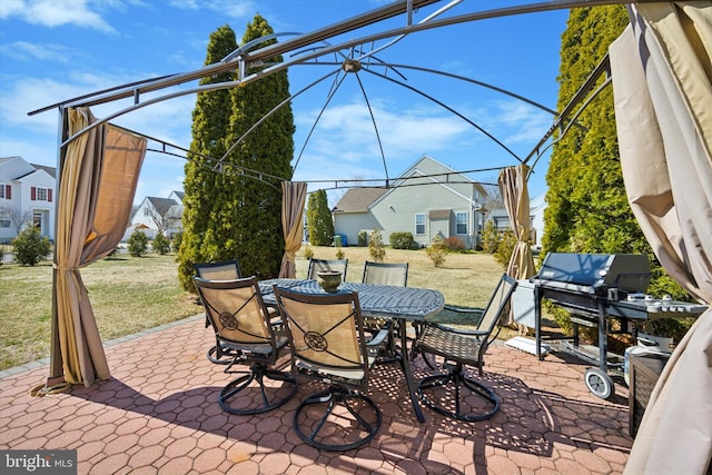 view of patio featuring outdoor dining area and grilling area