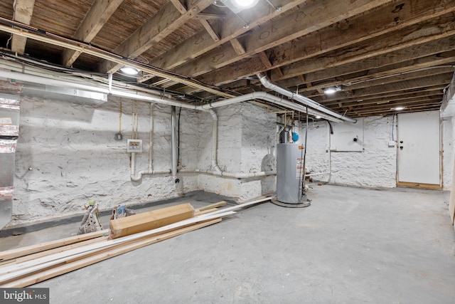 unfinished below grade area with water heater