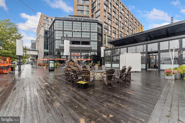 deck featuring a fire pit