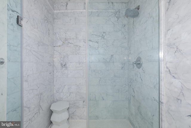 full bath with a shower stall and toilet