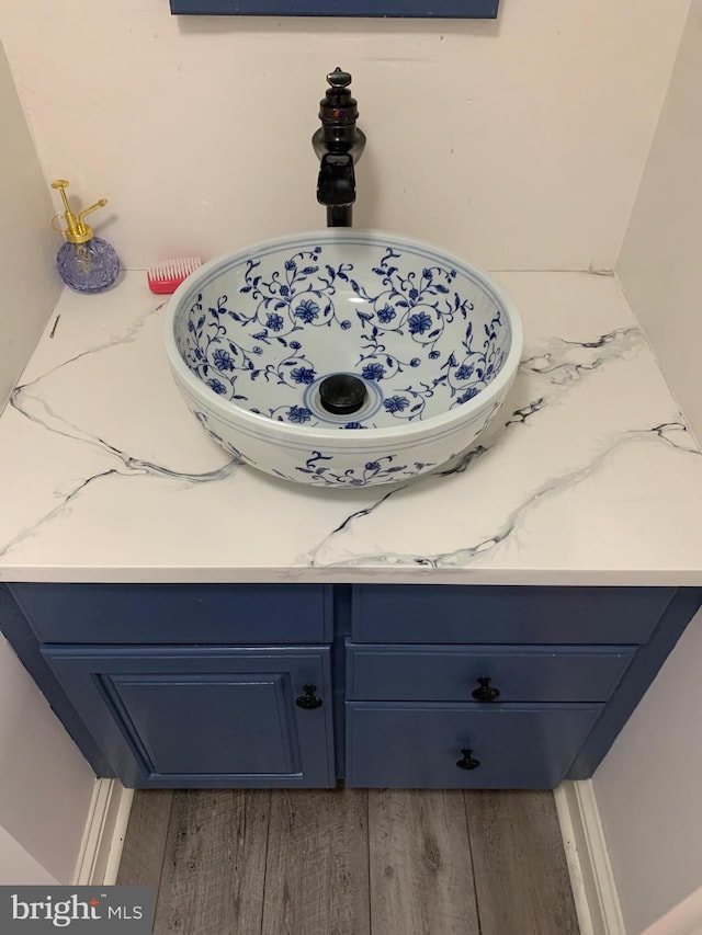 room details with a sink and wood finished floors