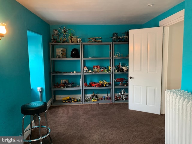 game room featuring carpet flooring