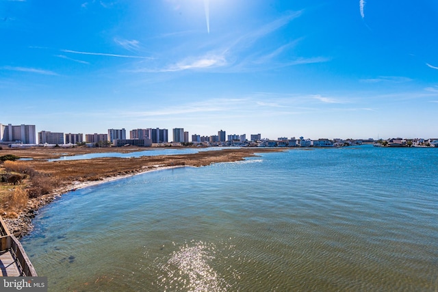 property view of water featuring a city view