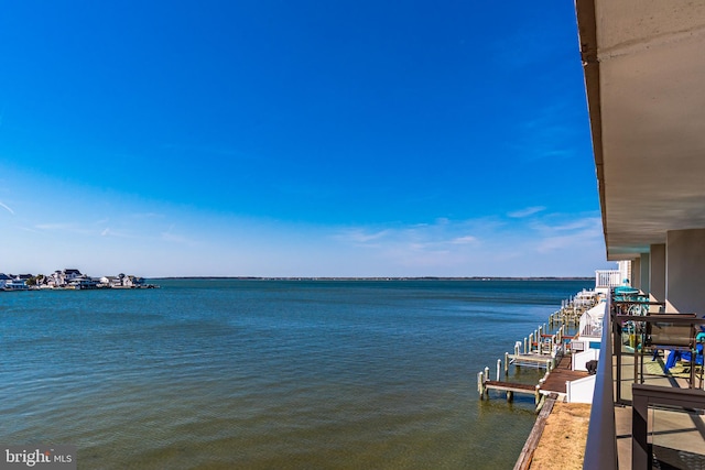 water view with a boat dock