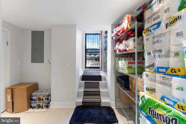 interior space with electric panel and baseboards