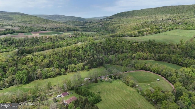 bird's eye view with a mountain view