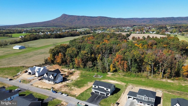 aerial view with a mountain view