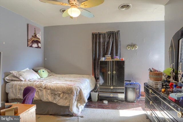 bedroom with visible vents