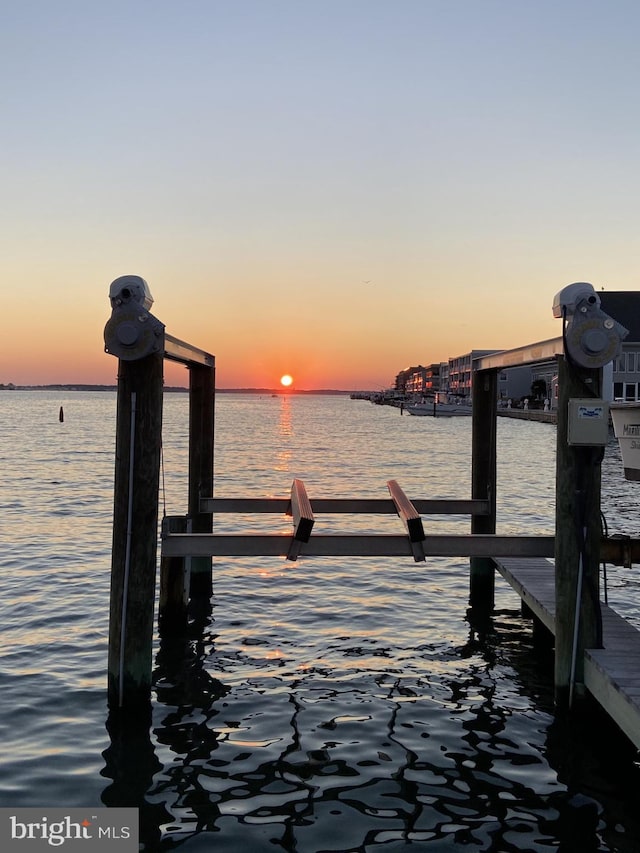 dock area featuring a water view