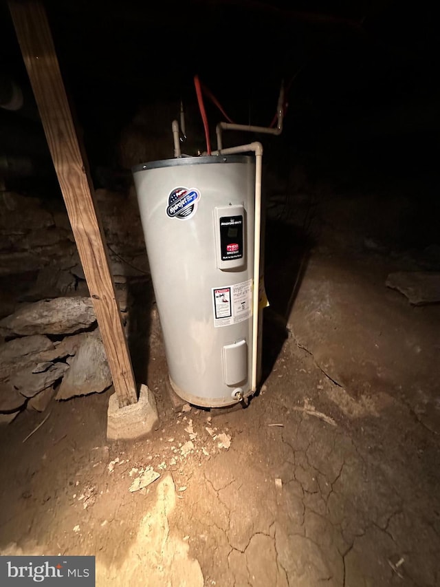 utility room with electric water heater