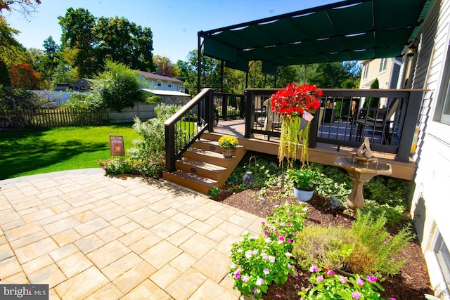 exterior space featuring a wooden deck and fence