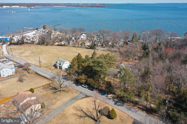 bird's eye view featuring a water view