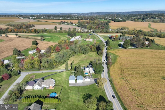 drone / aerial view with a rural view