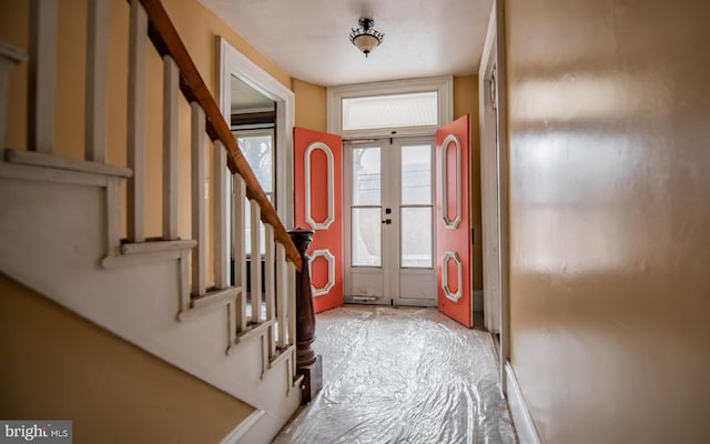 entryway with french doors and stairs