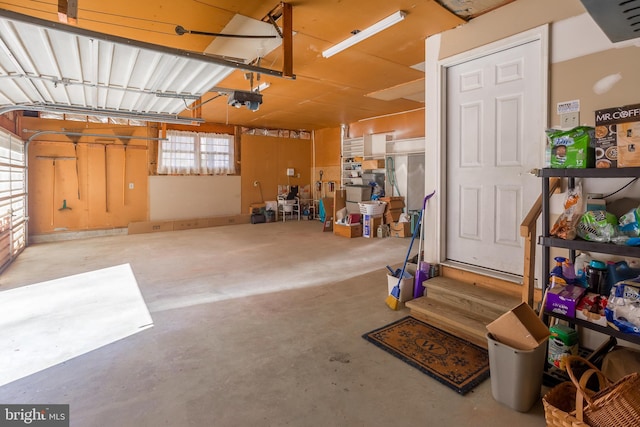 garage with a garage door opener