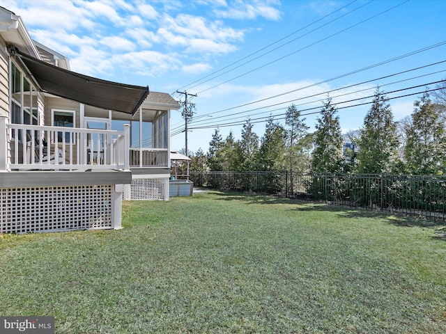 view of yard featuring a fenced backyard and a sunroom