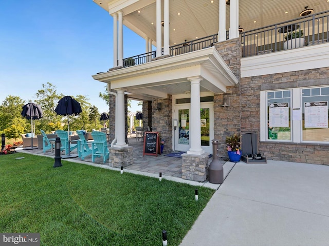 view of patio / terrace featuring a balcony