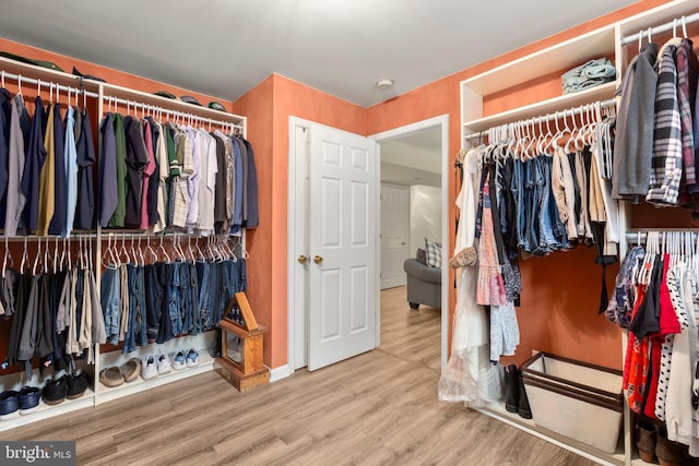 spacious closet with wood finished floors