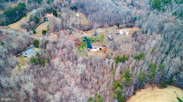 aerial view with a wooded view