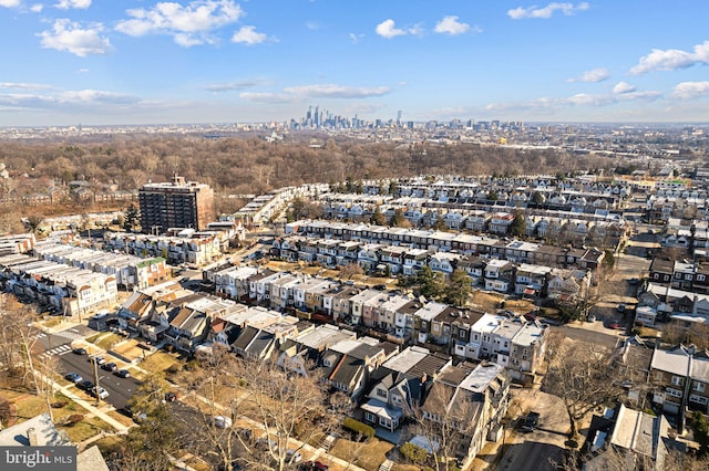 drone / aerial view with a view of city